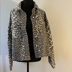 Oat New York Leopard Print Jean Jacket